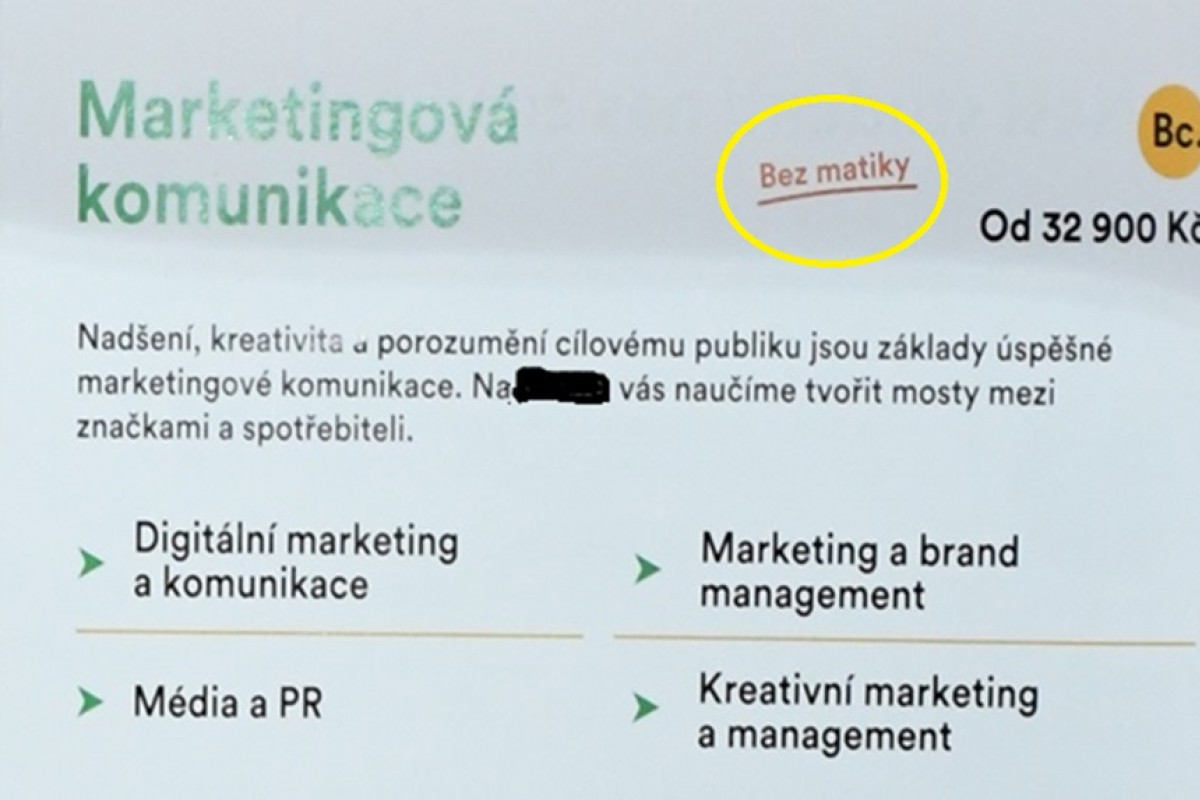 Bez matiky, tak láká soukromá vysoká škola nové studenty ke studiu